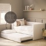 Cream Fabric Single Day Bed with Trundle - Amie