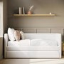 Cream Fabric Single Day Bed with Trundle - Amie