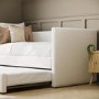 Cream Fabric Single Day Bed with Trundle - Amie