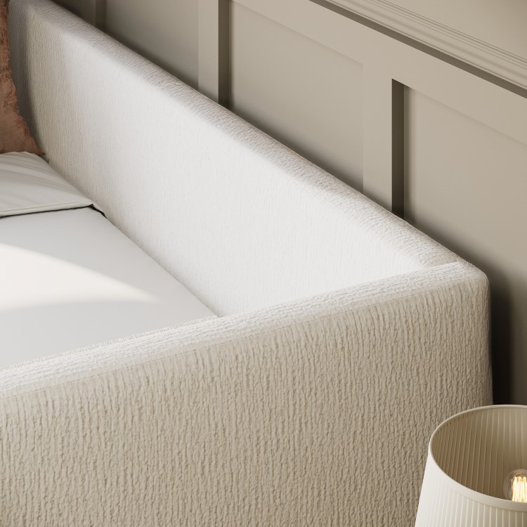 Cream Fabric Single Day Bed with Trundle - Amie