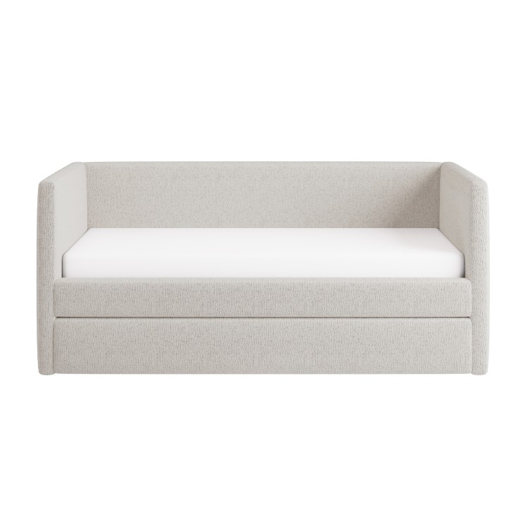 Cream Fabric Single Day Bed with Trundle - Amie
