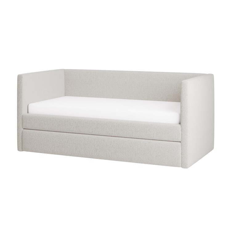 Cream Fabric Single Day Bed with Trundle - Amie