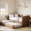 BUN/AMI002/97807 Chenille Single Day Bed with Pull Out Trundle in Burnt Orange - Amie