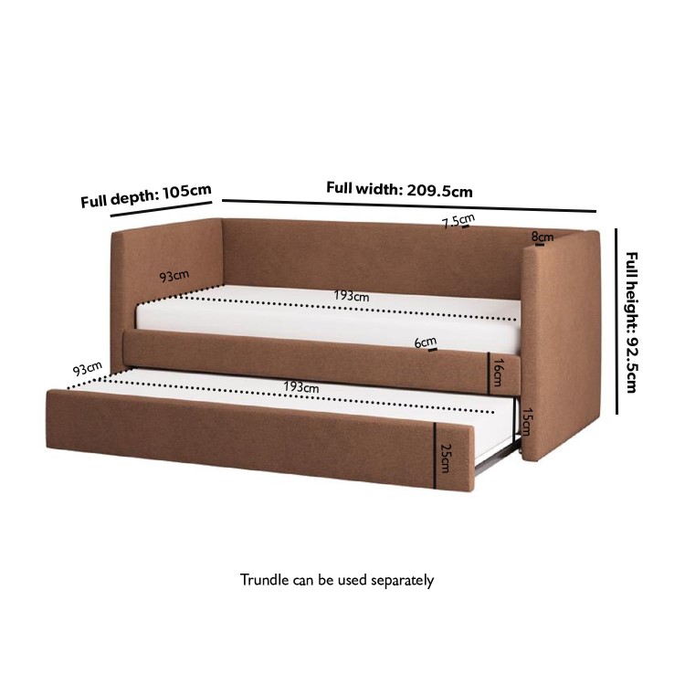Burnt Orange Chenille Single Day Bed with Trundle - Amie