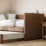 Burnt Orange Chenille Single Day Bed with Trundle - Amie