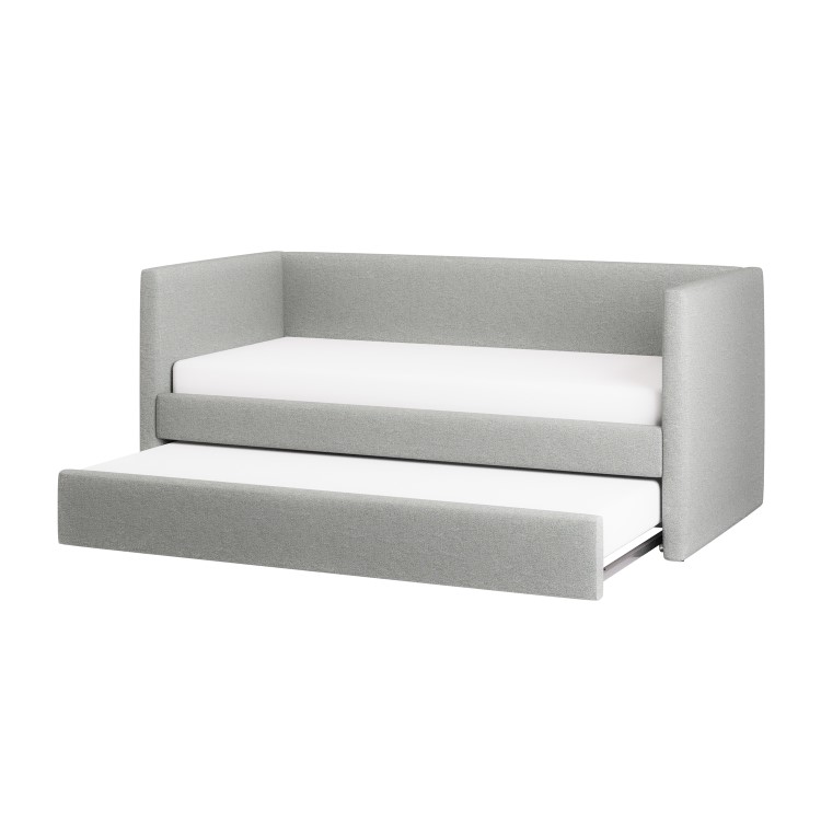 Light Grey Fabric Single Day Bed with Trundle - Amie