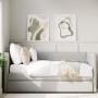 Light Grey Fabric Single Day Bed with Trundle - Amie