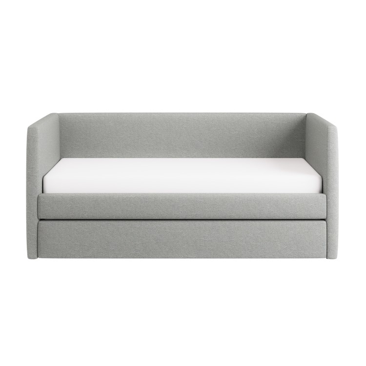 Light Grey Fabric Single Day Bed with Trundle - Amie