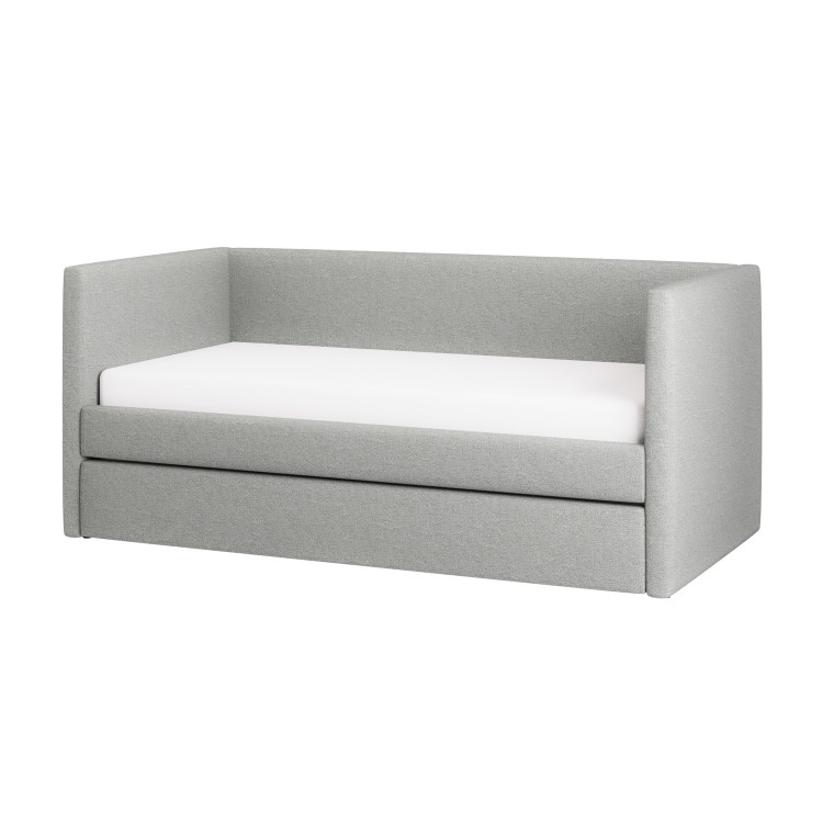 Light Grey Fabric Single Day Bed with Trundle - Amie