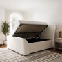 Cream Upholstered Double Side-Lift Ottoman Bed - Amelia