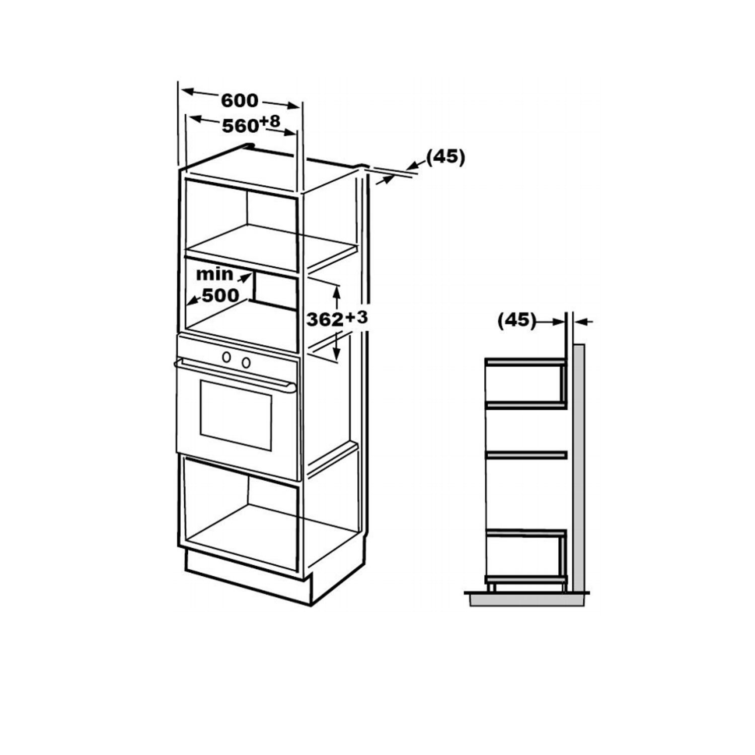 Amica 20L 800W BuiltIn Microwave with Grill Stainless Steel
