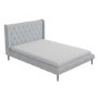 Grey Velvet Upholstered Mid-Century Double Bed Frame - Amara