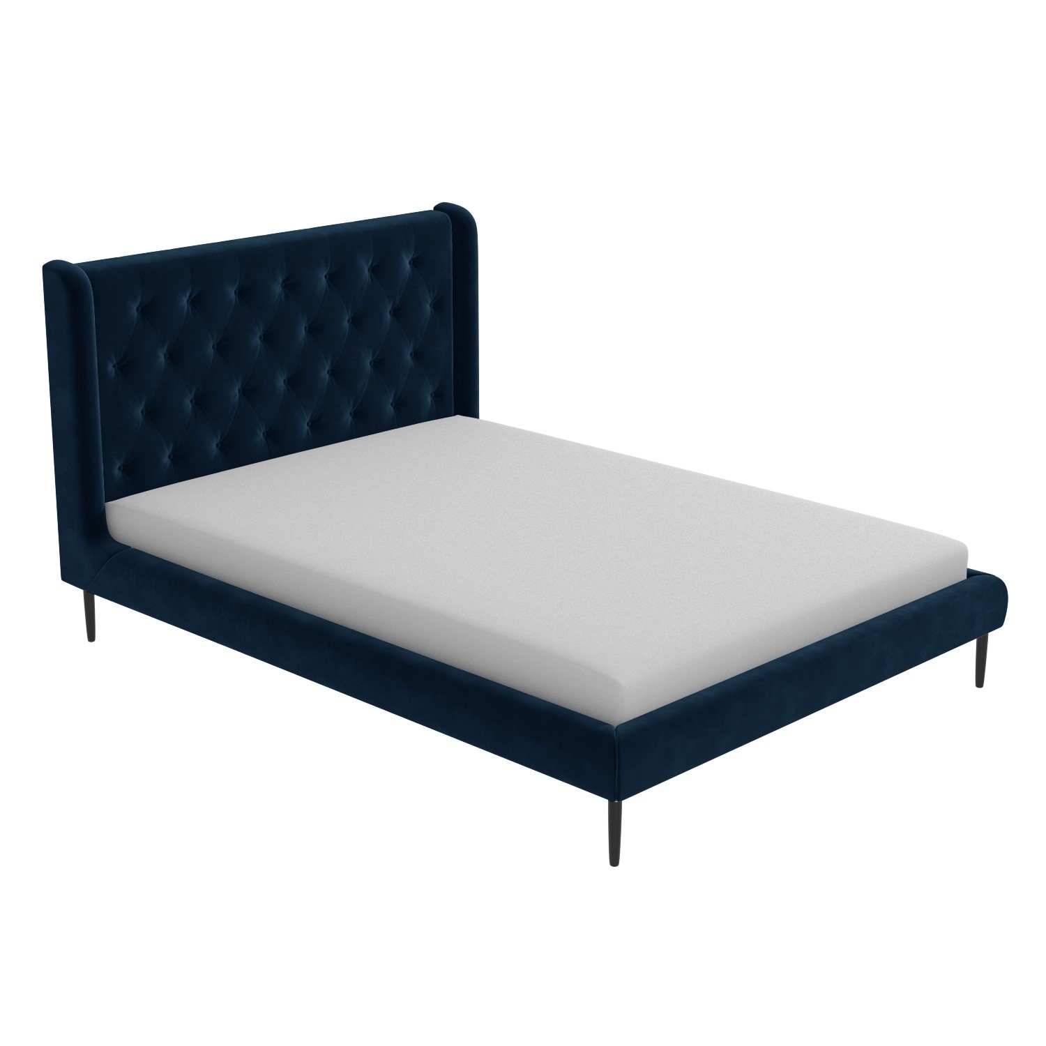Navy Velvet Small Double Bed Frame With, Blue Bed Frame Double