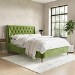 Olive Green Velvet Double Ottoman Bed with Legs - Amara
