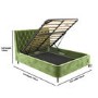 Olive Green Velvet King Size Ottoman Bed with Legs - Amara