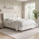 AMR009D Cream Upholstered Double Ottoman Bed with Legs - Amara
