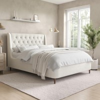 Cream Upholstered Double Ottoman Bed with Legs - Amara Cream Upholstered Double Ottoman Bed with Legs - Amara