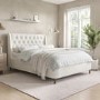 Cream Upholstered Double Ottoman Bed with Legs - Amara