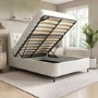Cream Upholstered Double Ottoman Bed with Legs - Amara