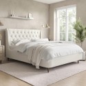 AMR009K Cream Upholstered King Size Ottoman Bed with Legs - Amara
