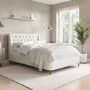 Cream Upholstered Small Double Ottoman Bed with Legs - Amara