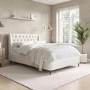 Cream Fabric Small Double Ottoman Bed with Legs - Amara