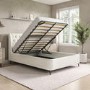 Cream Fabric Small Double Ottoman Bed with Legs - Amara