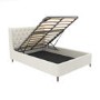 Cream Fabric Small Double Ottoman Bed with Legs - Amara