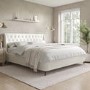 Cream Fabric Super King Ottoman Bed with Legs - Amara