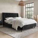AMR010D Black Velvet Double Ottoman Bed with Legs - Amara