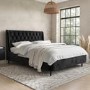 Black Velvet Double Ottoman Bed with Legs - Amara