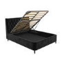 Black Velvet Double Ottoman Bed with Legs - Amara