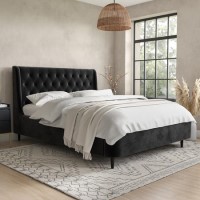 Black Velvet King Size Ottoman Bed with Legs - Amara Black Velvet King Size Ottoman Bed with Legs - Amara
