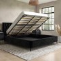 Black Velvet Super King Ottoman Bed with Legs - Amara