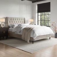 Beige Velvet Small Double Ottoman Bed With Legs - Amara