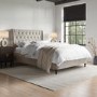 Beige Velvet Small Double Ottoman Bed With Legs - Amara