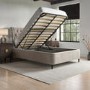 Beige Velvet Small Double Ottoman Bed With Legs - Amara