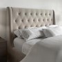 Beige Velvet Small Double Ottoman Bed With Legs - Amara
