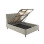 Beige Velvet Small Double Ottoman Bed With Legs - Amara