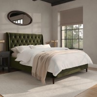 Olive Green Velvet Double Ottoman Bed With Legs - Amara Olive Green Velvet Double Ottoman Bed With Legs - Amara