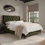 Olive Green Velvet Double Ottoman Bed With Legs - Amara