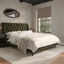 Olive Green Velvet King Size Ottoman Bed With Legs - Amara