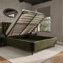 Olive Green Velvet King Size Ottoman Bed With Legs - Amara