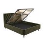 Olive Green Velvet King Size Ottoman Bed With Legs - Amara