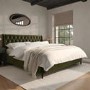 Olive Green Velvet Super King Ottoman Bed With Legs - Amara