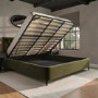 Olive Green Velvet Super King Ottoman Bed With Legs - Amara