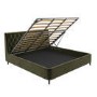 Olive Green Velvet Super King Ottoman Bed With Legs - Amara