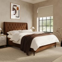 Brown Chenille Double Ottoman Bed With Legs - Amara Brown Chenille Double Ottoman Bed With Legs - Amara