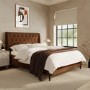 Brown Chenille Double Ottoman Bed With Legs - Amara