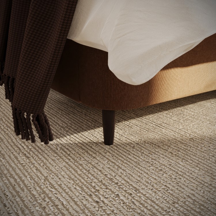 Brown Chenille Double Ottoman Bed With Legs - Amara